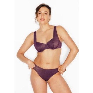 Set bơi 2 mảnh, bikini đi biển nữ màu tím ánh nhũ sexy, quyến rũ hàng xuất dư cao cấp