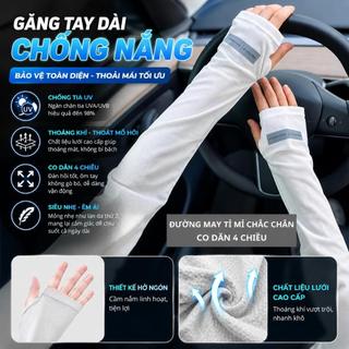 Găng tay chống nắng nam nữ xỏ ngón chống tia UV chất liệu co dãn 4 chiều thoáng mát thấm hút mồ hôi