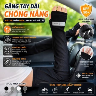 Găng tay chống nắng nam nữ xỏ ngón chống tia UV chất liệu co dãn 4 chiều thoáng mát thấm hút mồ hôi