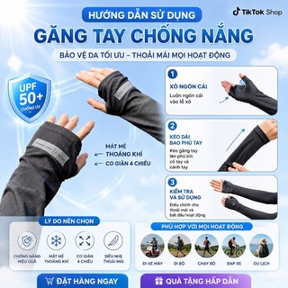 Găng tay chống nắng nam nữ xỏ ngón chống tia UV chất liệu co dãn 4 chiều thoáng mát thấm hút mồ hôi