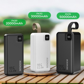 Pin dự phòng Sendem PK89 20000mAh TypeC PD 20W & USB-A QC 3.0 22.5W, Kèm 2 Cáp sạc ra