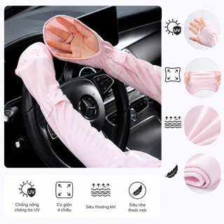 Găng tay chống nắng, chống tia UV, tia cực tím cho nữ, bao tay đi nắng xỏ tay hở ngón thoáng khí.