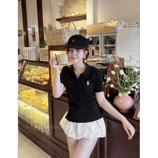 LT - Áo thun cổ bẻ cộc tay hình ngựa thêu sắc nét, kiểu áo polo free size chất thun cotton 1792