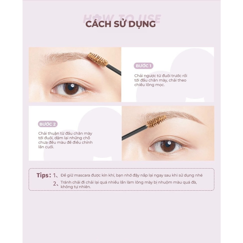 Mascara Lông Mày Judydoll Eyebrow Mascara Chuốt Mày Tự Nhiên, Không Vón, Lâu Trôi, Chống Nước 2,5g