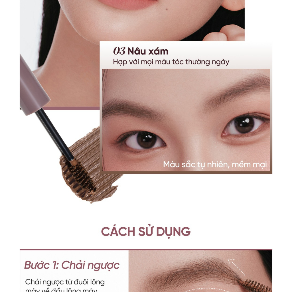 Mascara Lông Mày Judydoll Eyebrow Mascara Chuốt Mày Tự Nhiên, Không Vón, Lâu Trôi, Chống Nước 2,5g