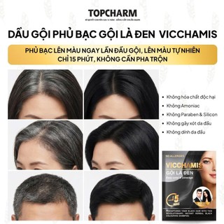 Dầu gội phủ bạc dầu gội đen tóc VICCHAMIS gói 30ml giảm rụng tóc - TOPCHARM