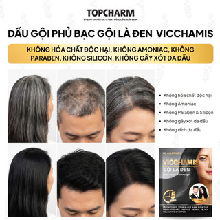 [5 GÓI - 10 GÓI] Dầu gội phủ bạc nâu hạt dẻ TOPCHARM - dầu gội nhuộm tóc, dưỡng tóc mềm mượt từ nhân sâm