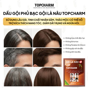 Dầu gội phủ bạc nâu hạt dẻ TOPCHARM - dầu gội nhuộm tóc, dưỡng tóc mềm mượt từ nhân sâm