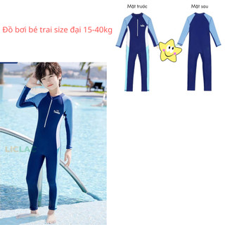 BK67 Đồ bơi bé trai liền thân dài tay chống nắng, đồ bơi bé trai size đại 18- 45kg