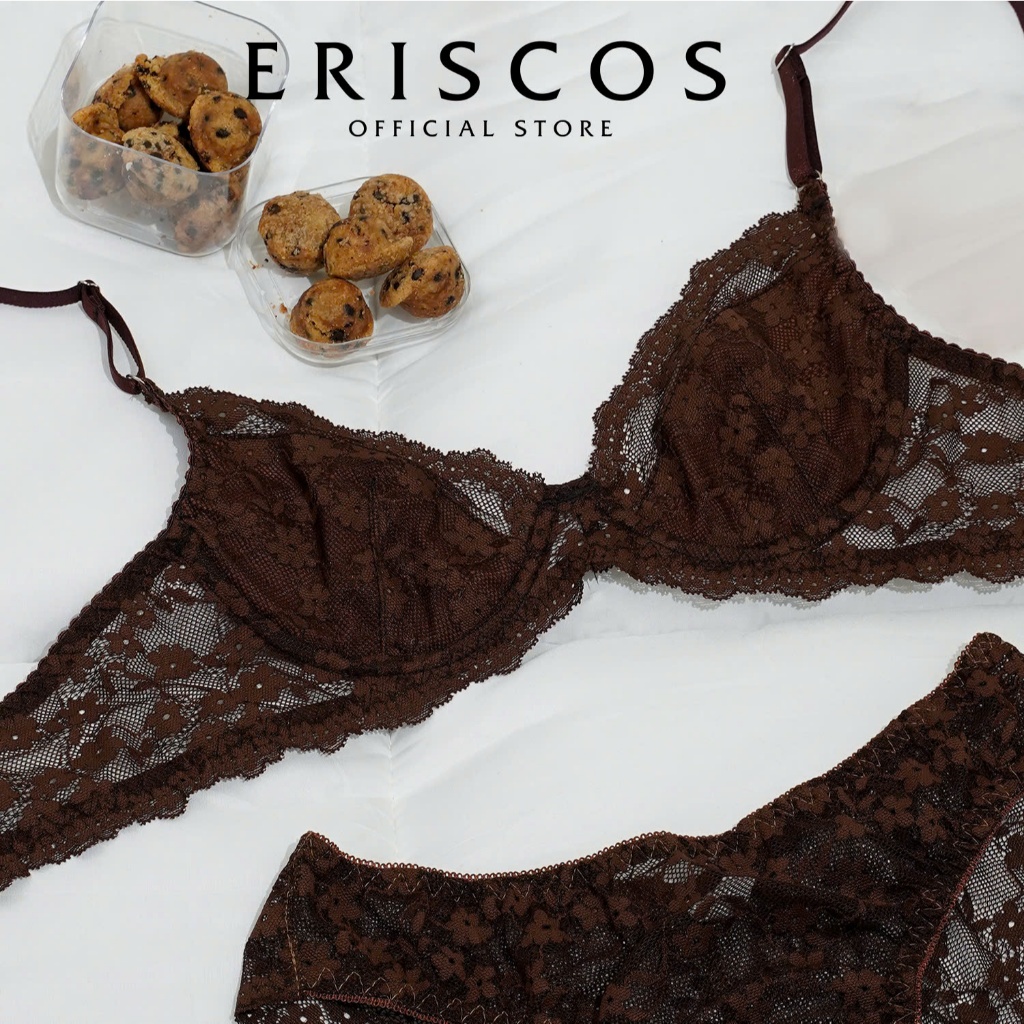 ChocoLove - Bộ Đồ Lót Ren Màu Nâu ERISCOS Có Gọng Ren Thun Thoải Mái Thiết Kế Đẩy Form Họa Tiết Thanh Lịch