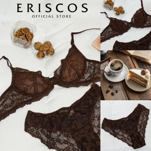 ChocoLove - Bộ Đồ Lót Ren Màu Nâu ERISCOS Có Gọng Ren Thun Thoải Mái Thiết Kế Đẩy Form Họa Tiết Thanh Lịch