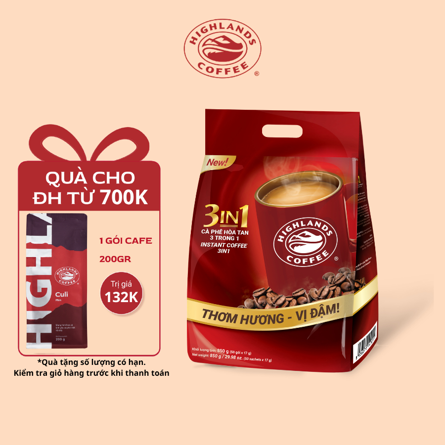CÀ PHÊ SỮA HOÀ TAN 3IN1 HIGHLANDS COFFEE – 50 GÓI