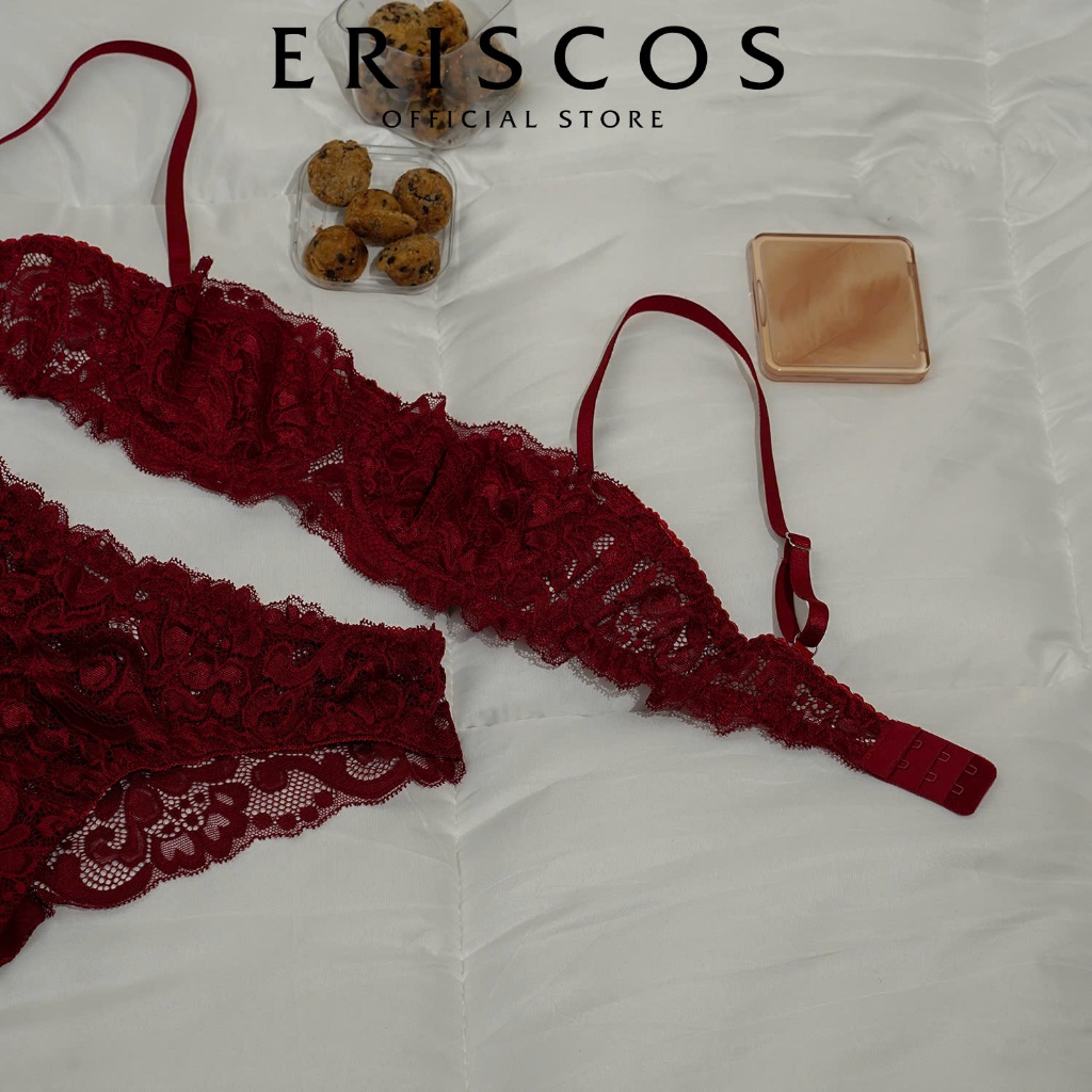RedLove - Bộ đồ lót ren có gọng không mút ERISCOS thiết kể áo quả ngang tôn form dáng chất vải ren mềm mịn thoáng