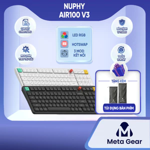 Bàn phím cơ không dây Nuphy Air100 V3 - Bàn phím Fullsize, Low profile siêu mỏng, 3 mode kết nối, Núm xoay
