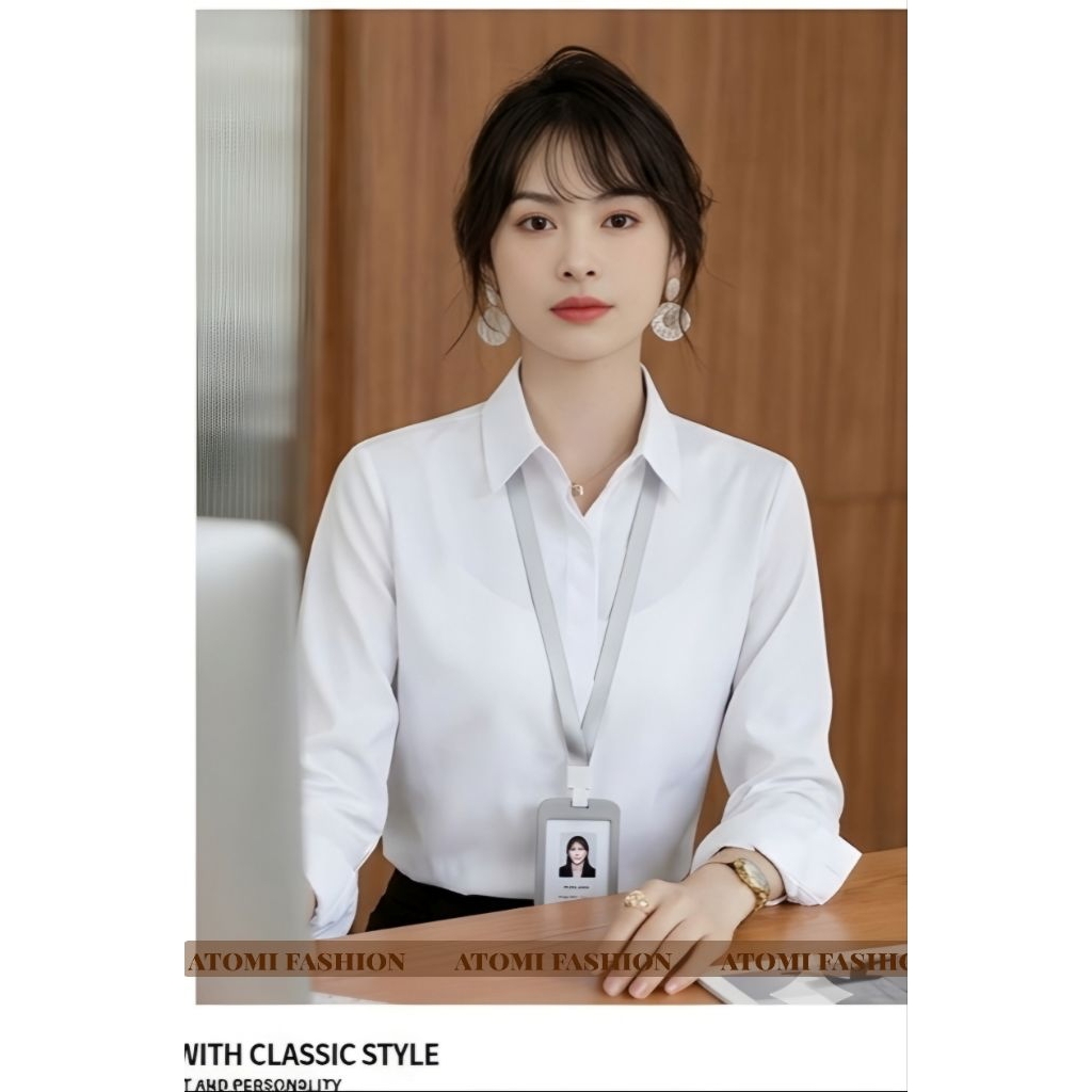 Áo sơ mi nữ dài tay dáng ôm giấu nút công sở không nhăn mịn mát vải dày CHIẾT EO