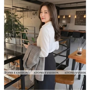 Áo sơ mi nữ dài tay công sở kiểu dáng basic dáng ôm vải co giãn nhẹ không nhăn CHIẾT EO