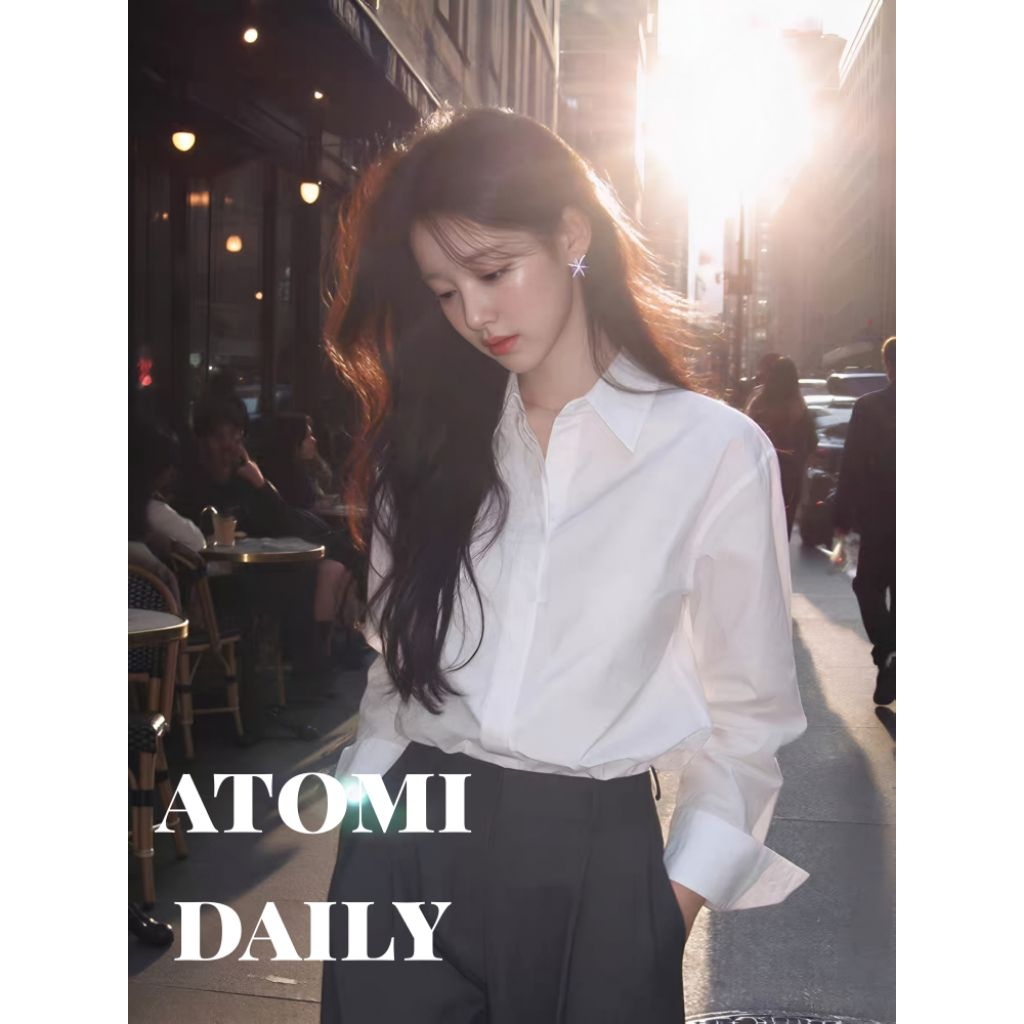 Áo sơ mi nữ tay dài tay bồng form rộng giấu nút nẹp kép AS2