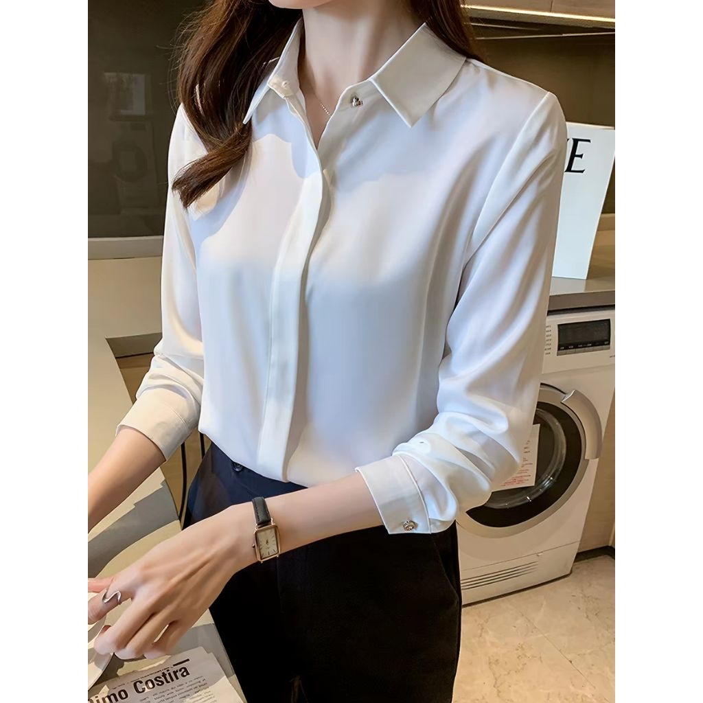 Áo sơ mi nữ tay dài nẹp đôi giấu nút AS2