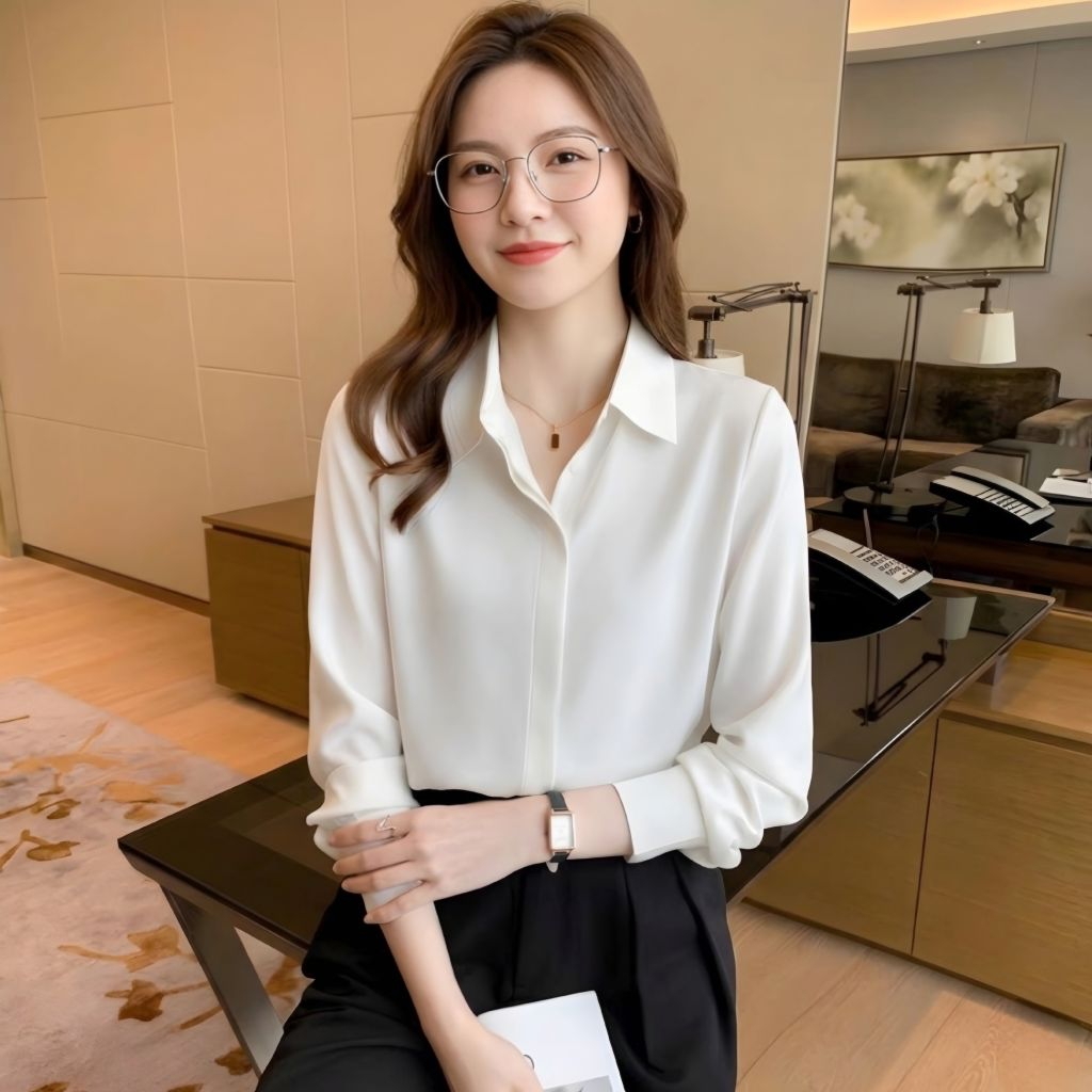 Áo sơ mi nữ tay dài nẹp đôi giấu nút AS2