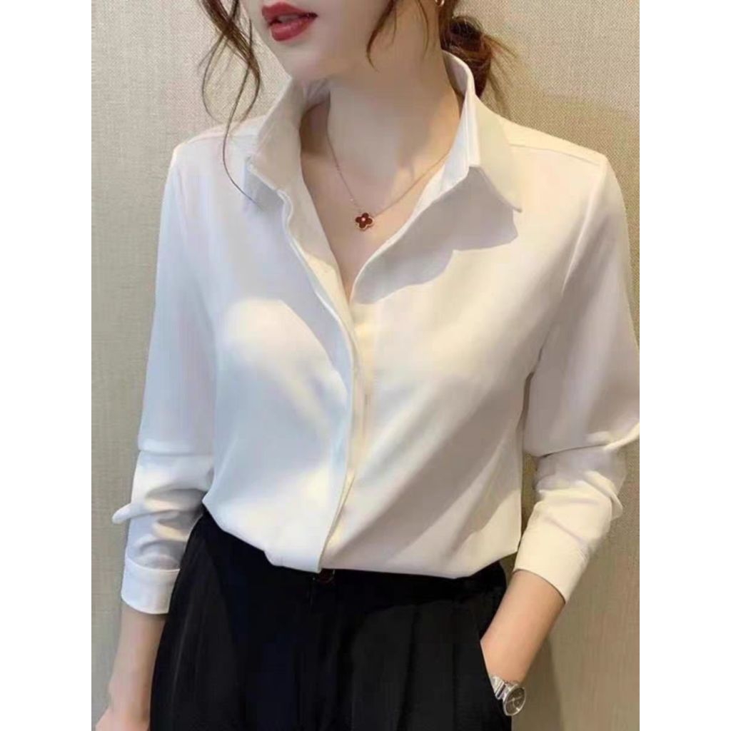Áo sơ mi nữ tay dài nẹp đôi giấu nút AS2