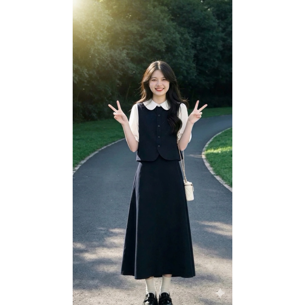 V03 Set váy tiểu thư thanh lịch