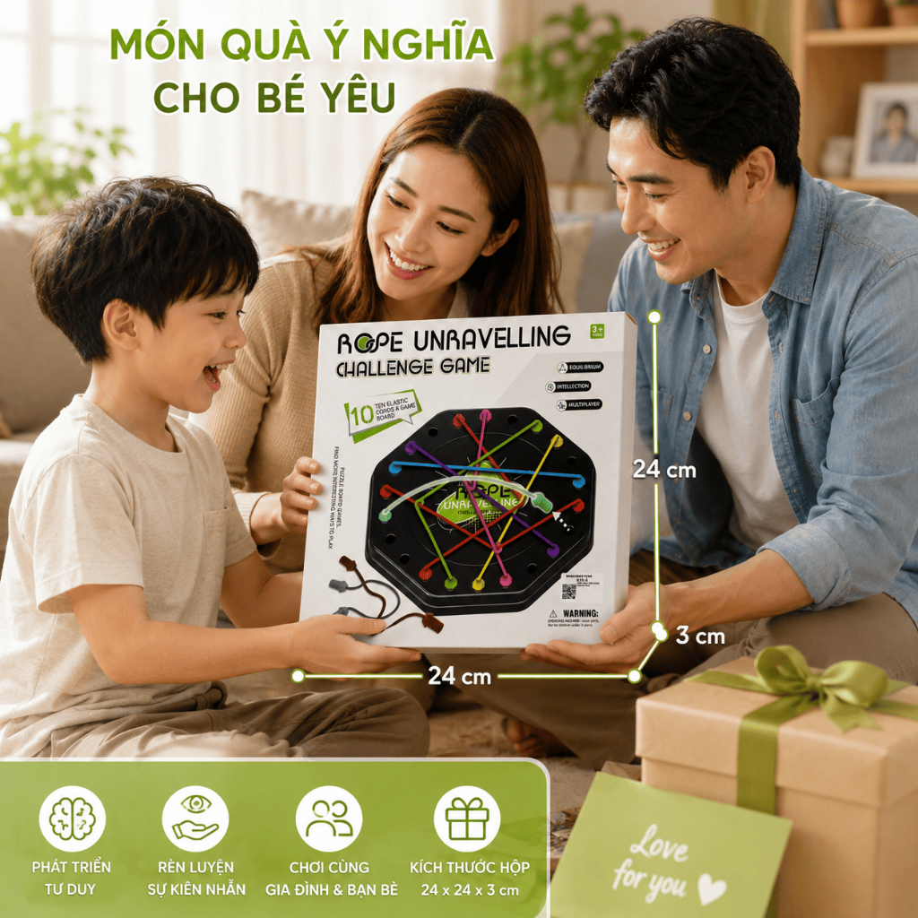 Đồ Chơi Gỡ Rối Dây Thun Tư Duy Logic Cho Bé, Trò Chơi Trí Tuệ Rèn Luyện Trí Não IQ