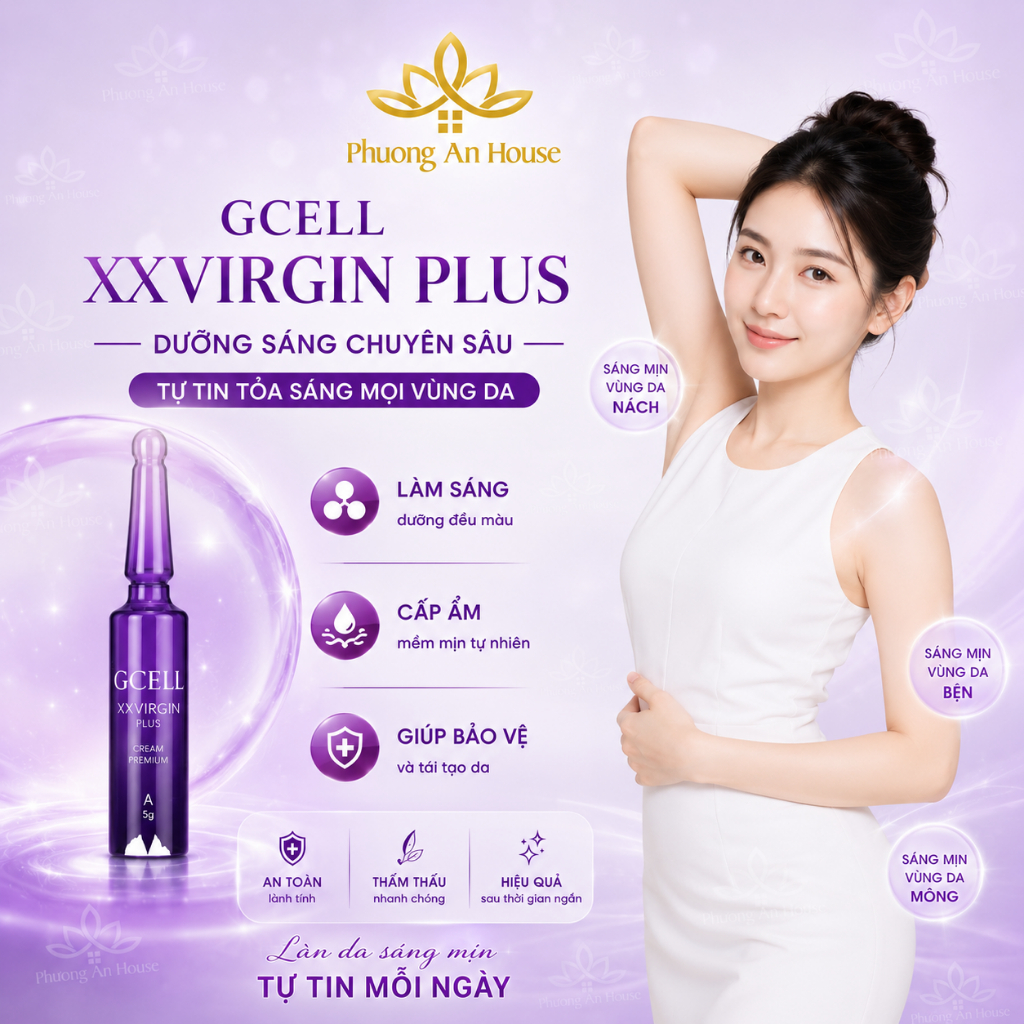 Kem làm hồng nách, mông, bẹn, môi, nhũ hoa Gcell XX Virgin Cream Premium 5g-10g-20g