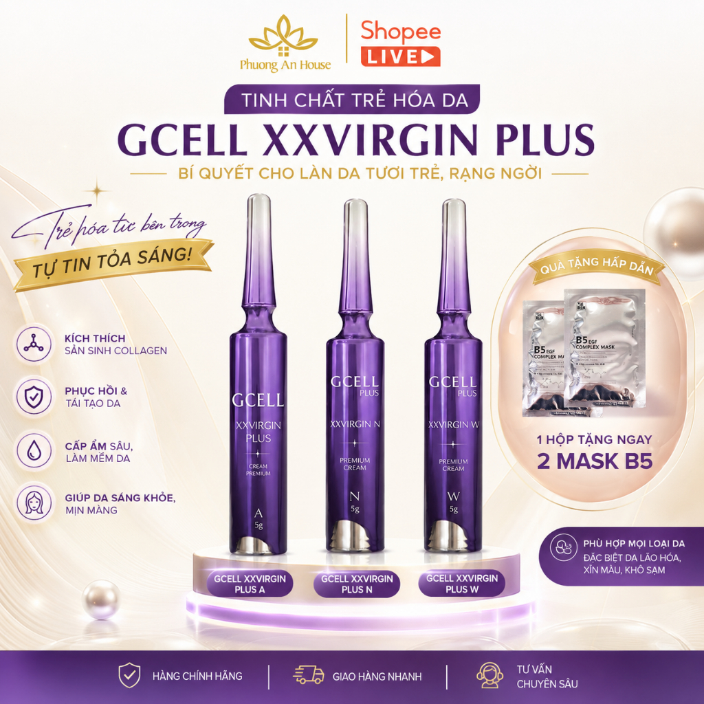 Kem làm hồng nách, mông, bẹn, môi, nhũ hoa Gcell XX Virgin Cream Premium 5g-10g-20g