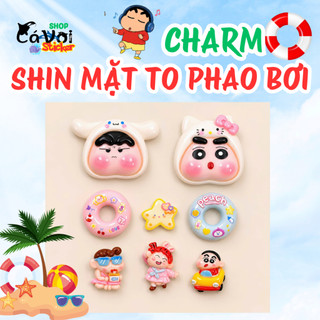 ⭐ [ĐỘC QUYỀN] Set Charm Shin Mặt To Phao Bơi Donut Kawaii Cao Cấp, Hello Kitty, Cinnamoroll Hồng Paste