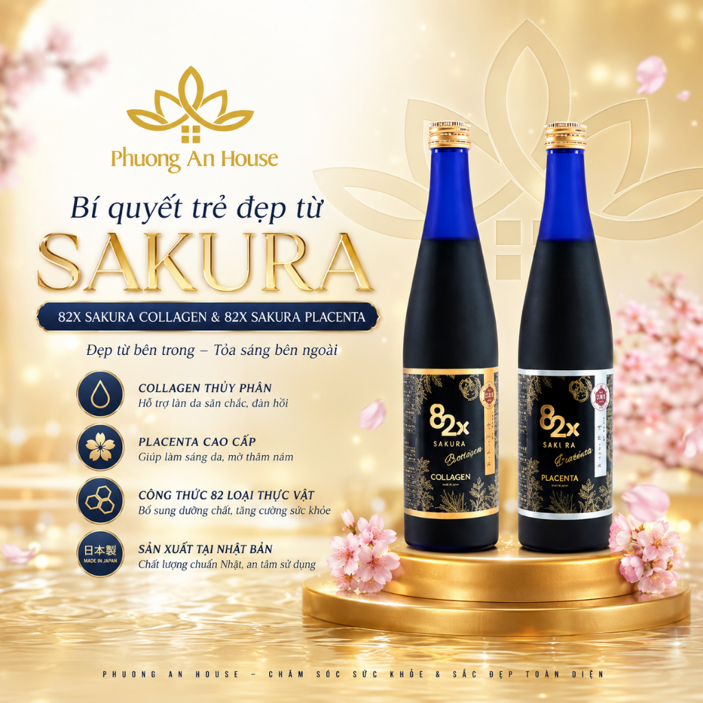 Nước uống Collagen và Placenta Classic - Sakura Premium 82x đẹp da