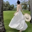 Váy Hai Dây Dáng Dài Trắng, Váy Đi Biển Đi Chơi, Vải Thô Đũi Tầng Xoè Cổ V Đẹp Đi Chơi Du Lịch Sang Chảnh