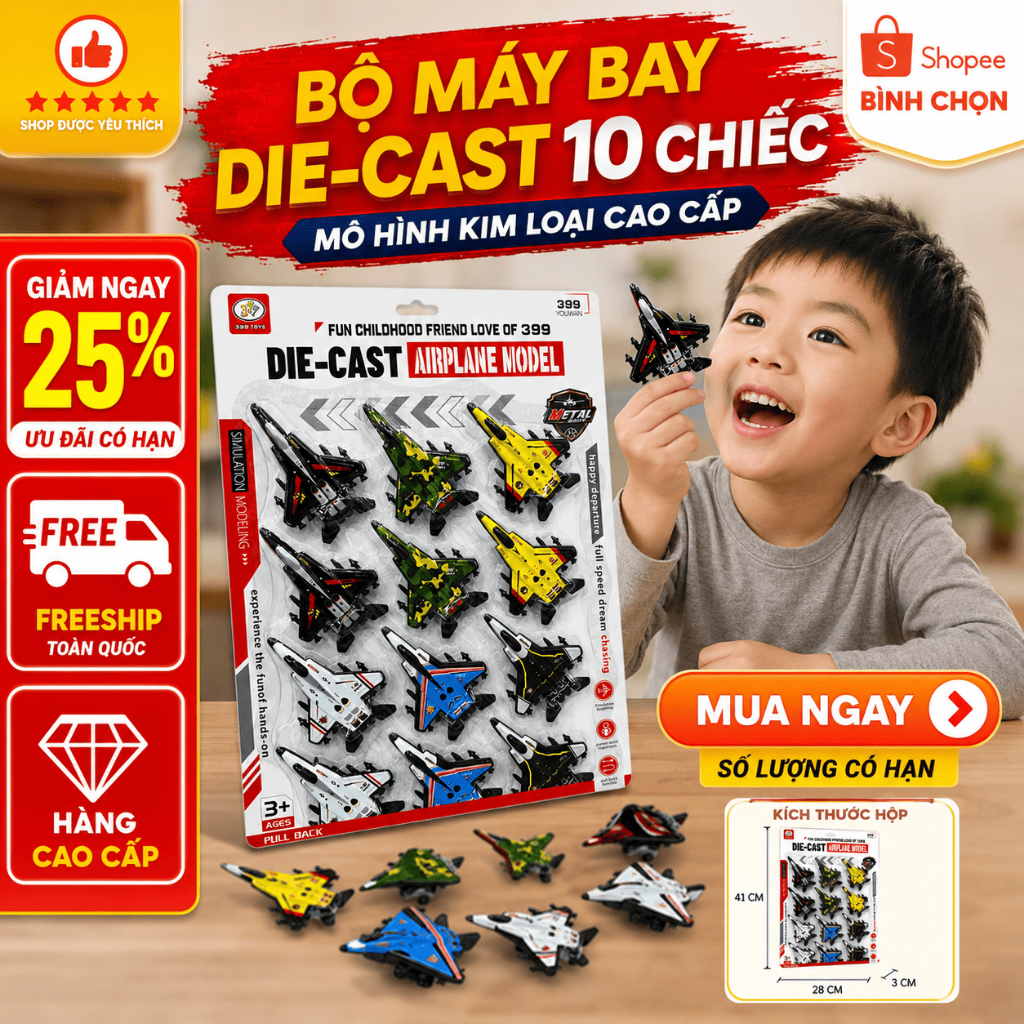 Bộ 12 Máy Bay Chiến Đấu Có Bánh Xe Kéo Trớn – Đồ Chơi Máy Bay Quân Sự Cho Bé, Đồ Chơi Cho Bé