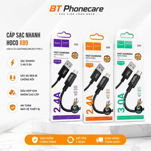 Cáp Sạc HOCO X89 Lightning iPhone, micro , type C 2M Truyền Data Ổn Định Dây Dù Cao Cấp Chống Rồi