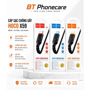Cáp Sạc Nhanh Hoco X59 Type C, Ip, Micro 3A Dây Dù 1m Truyền Dữ Liệu Chống Gập Chống Rối
