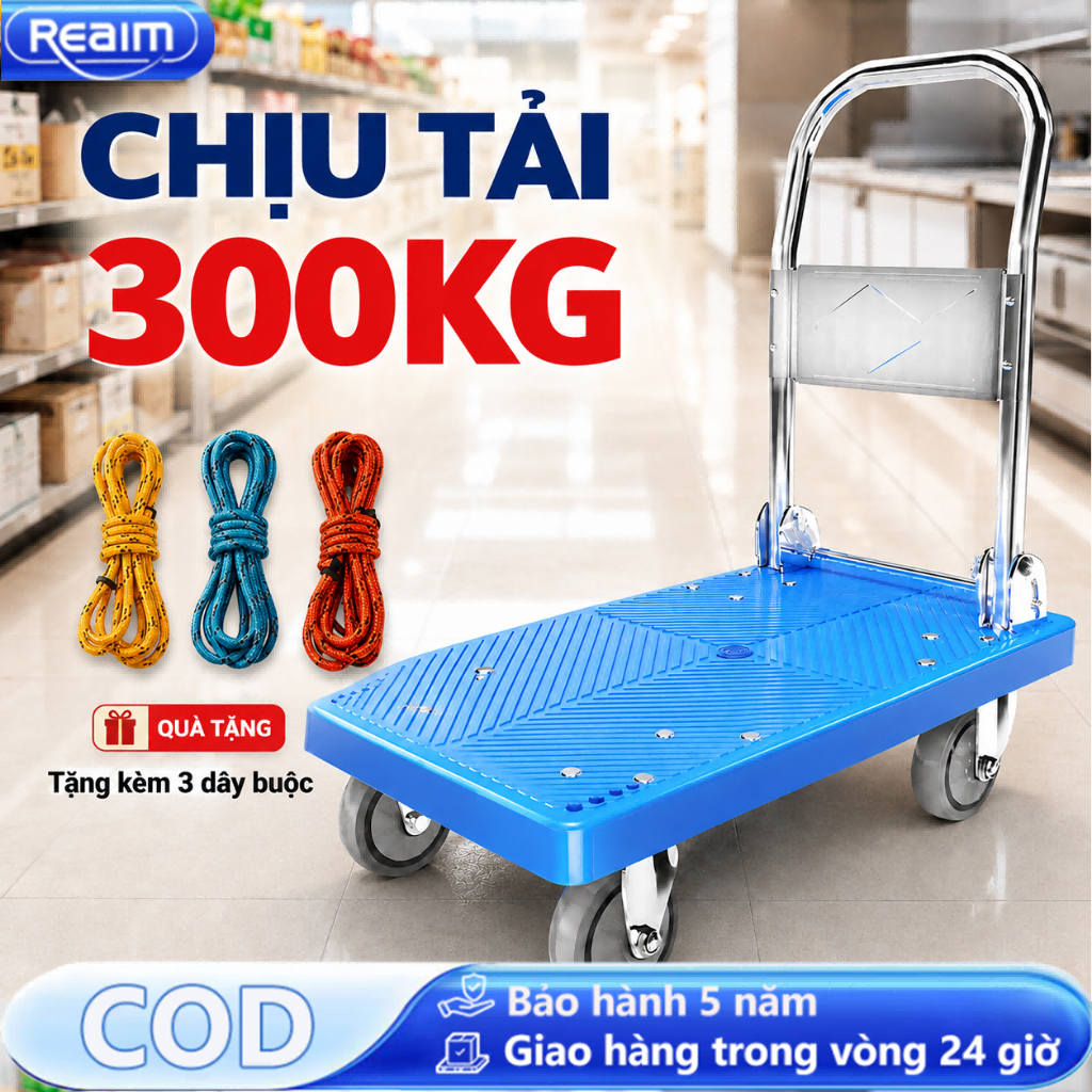 Xe đẩy hàng Xe Đẩy Gấp Gọn Gấp Gọn Tiện Lợi 4 bánh xe Tải Trọng 600kg