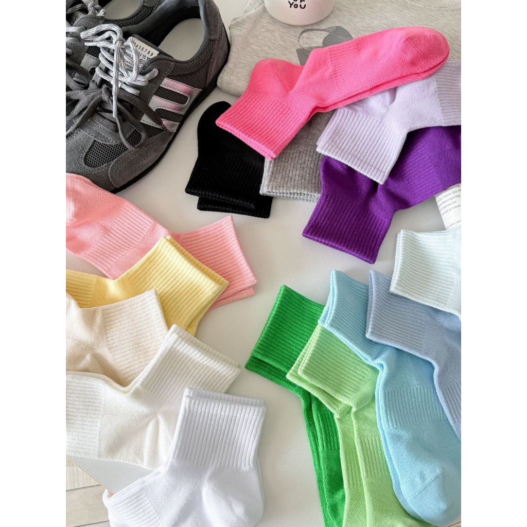 Vớ Tất cotton cổ lửng loại đẹp 15 màu phong cách đơn giản, năng động.