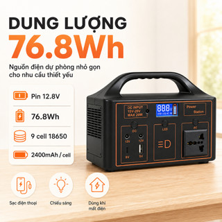 Trạm sạc di động 100W, Nhiều Cổng Sạc, Màn Hình LED, Phù Hợp Cắm Trại, Du Lịch, Khẩn Cấp