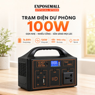 Trạm sạc di động 100W, Nhiều Cổng Sạc, Màn Hình LED, Phù Hợp Cắm Trại, Du Lịch, Khẩn Cấp
