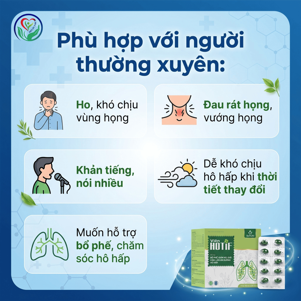 Viên uống HOTIF hộp 100 viên hỗ trợ giảm ho, bổ phế, đau rát họng, khản tiếng