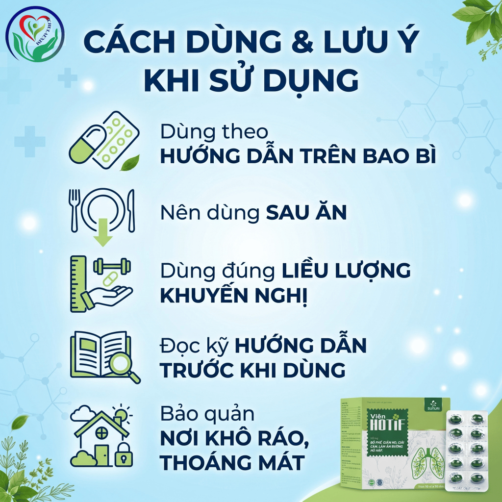 Viên uống HOTIF hộp 100 viên hỗ trợ giảm ho, bổ phế, đau rát họng, khản tiếng