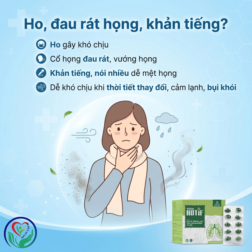 Viên uống HOTIF hộp 100 viên hỗ trợ giảm ho, bổ phế, đau rát họng, khản tiếng