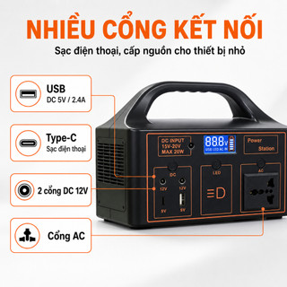 Trạm sạc di động 100W, Nhiều Cổng Sạc, Màn Hình LED, Phù Hợp Cắm Trại, Du Lịch, Khẩn Cấp