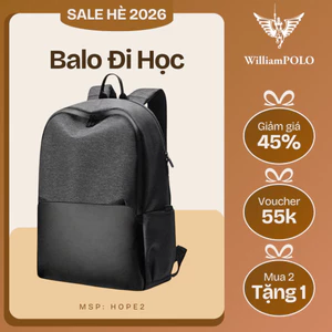Balo đi học nam nữ Ulzzang thời trang Hàn Quốc thương hiệu William POLO - HOPE2