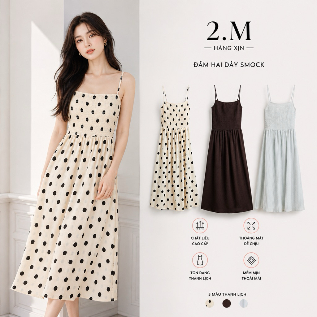 Váy 2 Dây Chun Ngực - 2.M Hàng Xịn