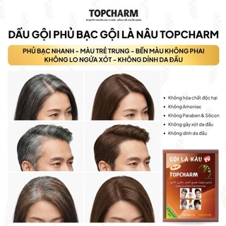 Dầu gội phủ bạc gội là nâu hạt dẻ TOPCHARM gói 25ml - Dưỡng tóc chắc khỏe
