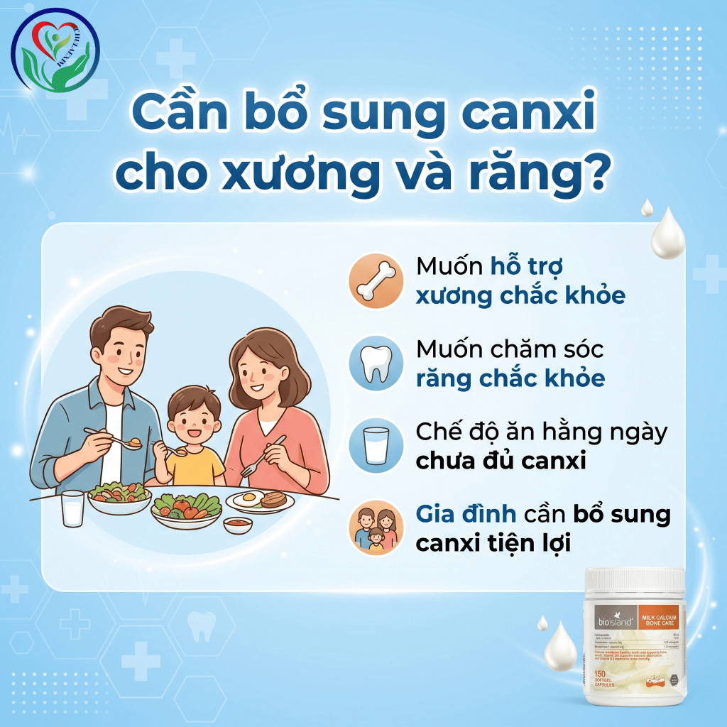 Canxi Bio Island Milk Calcium Bone Care 150 viên bổ sung Canxi D3 K2 hỗ trợ xương răng chắc khỏe
