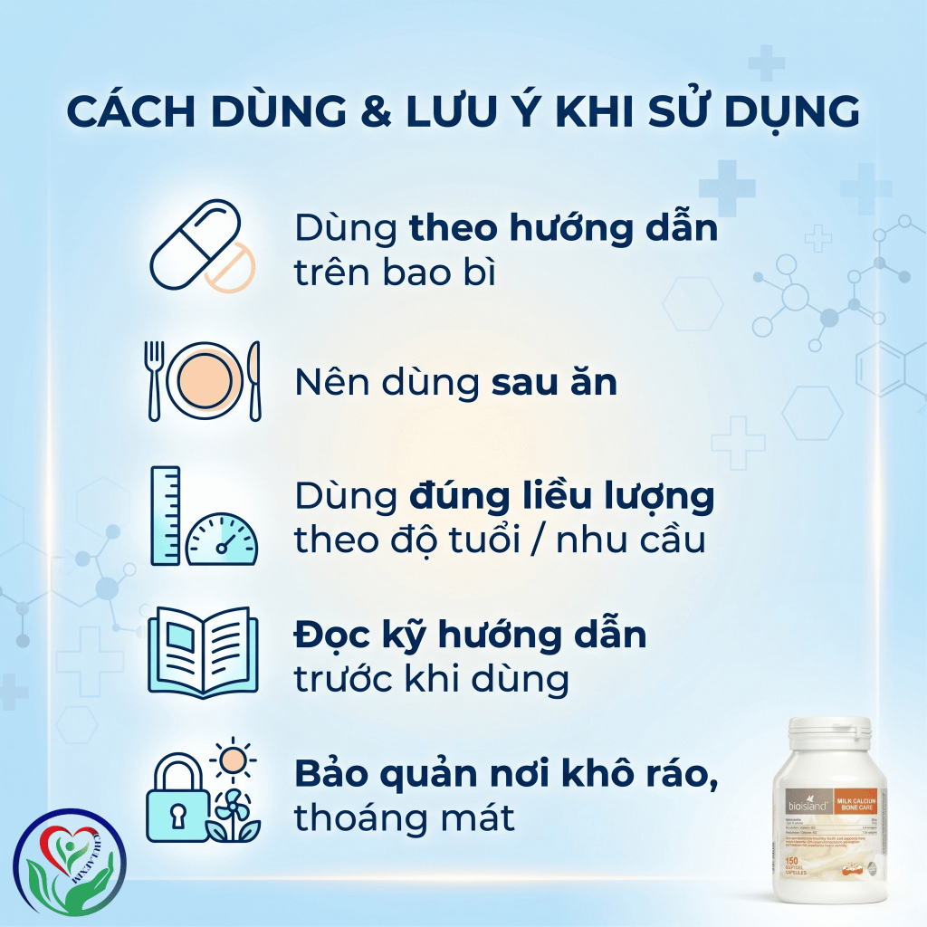 Canxi Bio Island Milk Calcium Bone Care 150 viên bổ sung Canxi D3 K2 hỗ trợ xương răng chắc khỏe