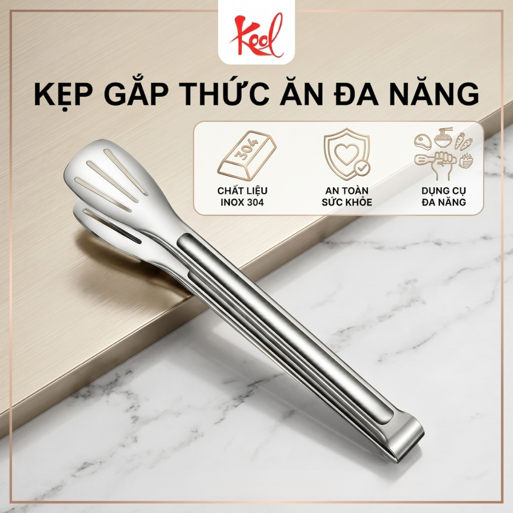 Kẹp gắp thức ăn inox 304 cao cấp, kẹp gắp đá, gắp đồ nướng, kẹp thịt nướng, kép đá KOOL - RB17608
