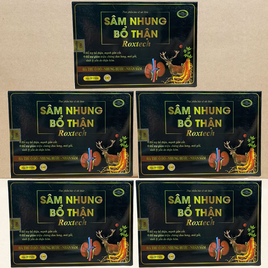 Combo 5 Hộp Sâm Nhung Bổ Thận Roxtech Vỉ - Rostex - Vinaphar - Vitamin Chữa Lành