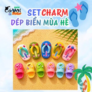 Set Charm Dép Biển Mùa Hè Kawaii Cao Cấp, Bộ Dép Tông & Dép Sục Mini Pastel Siêu Đáng Yêu, Summer Beach Collection